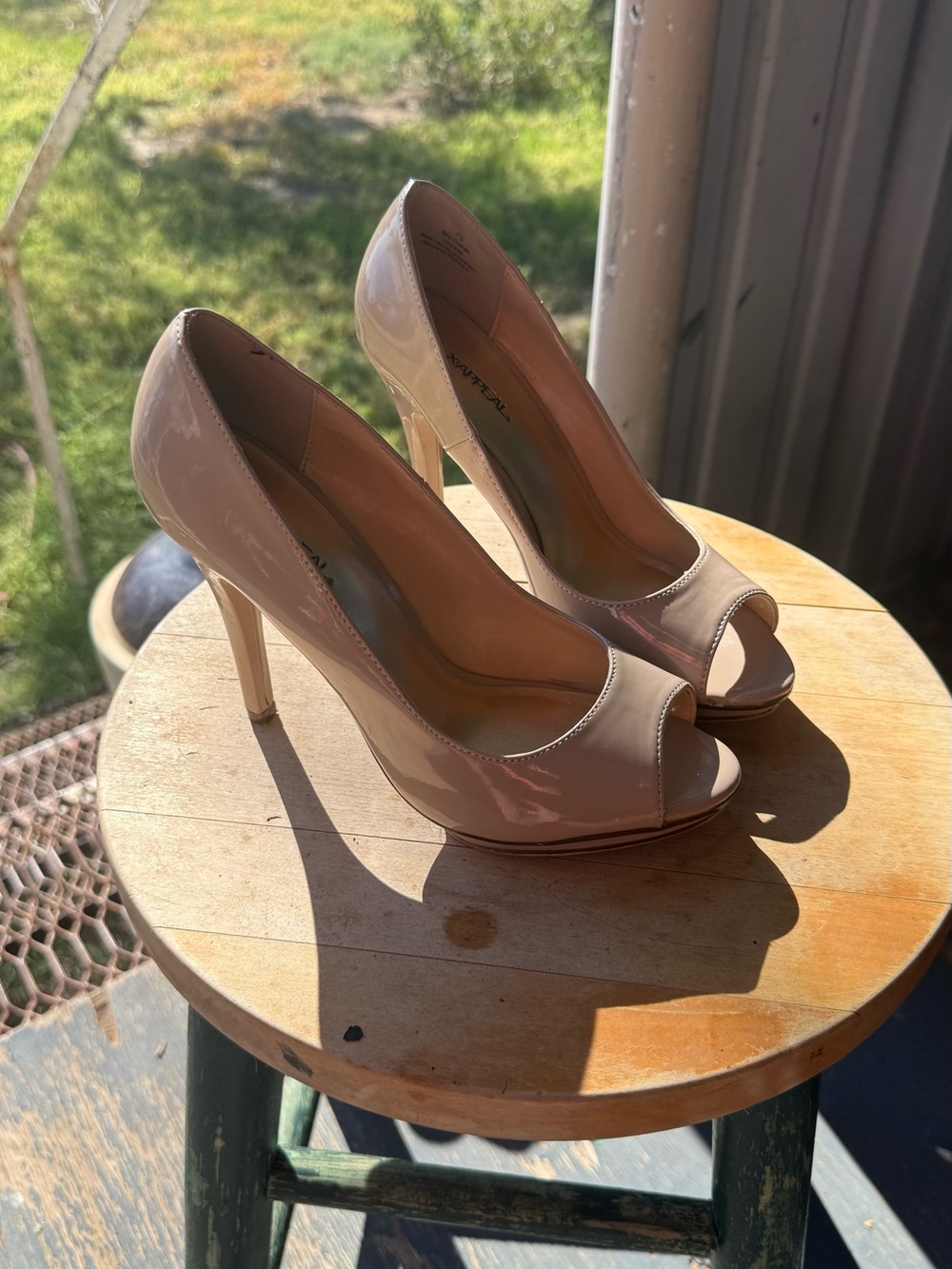 x-appeal Patent Peep-Toe High Heels - Nude Blush